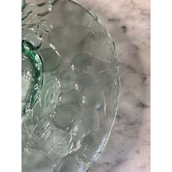 Indiana Glass Chip Dip Tray Madeira Green Raised Fruit Pattern 13” Platter Box - Picture 7 of 11